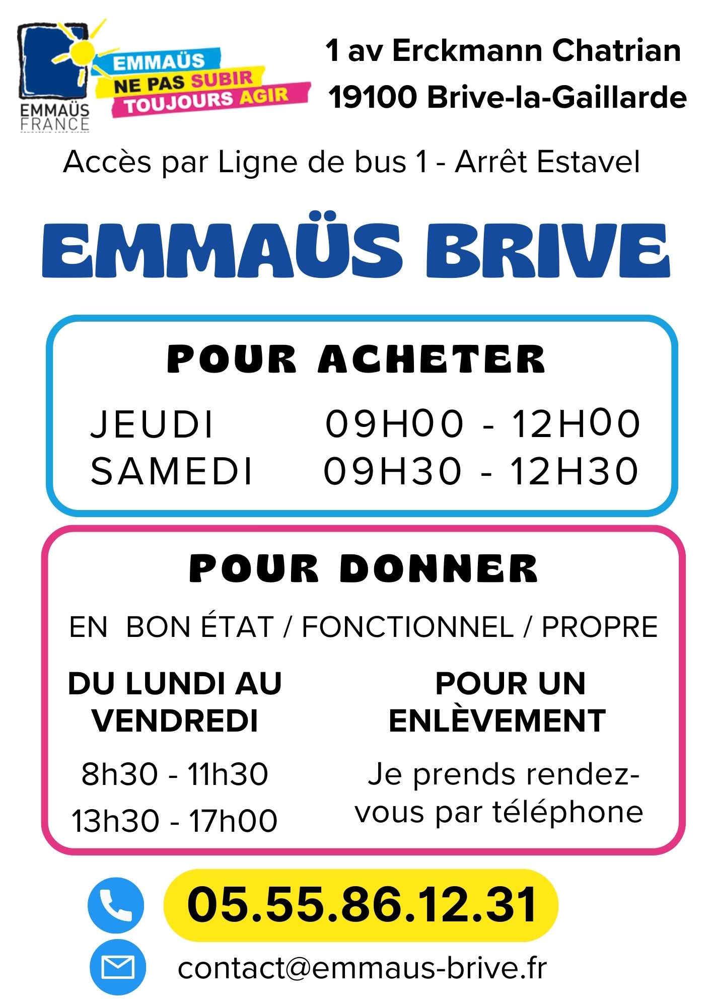 emmaus Horaires ete